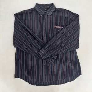 Harley Davidson‎ Mens Size 2X-Large Button-Down Shirt Black Stripe Long Sleeve